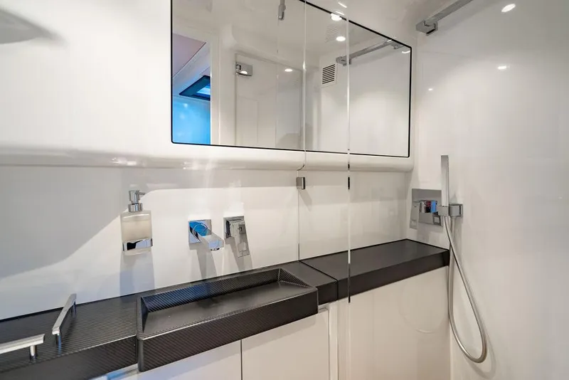Slide: The Image of Luxury bathroom interior of 2022 Wajer 55 S yacht, featuring sleek modern design. - 35