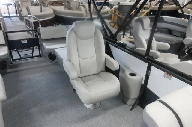 Slide: The Image of 2025 Sylvan A-20 LZ DH boat interior with plush seating and modern design. - 10