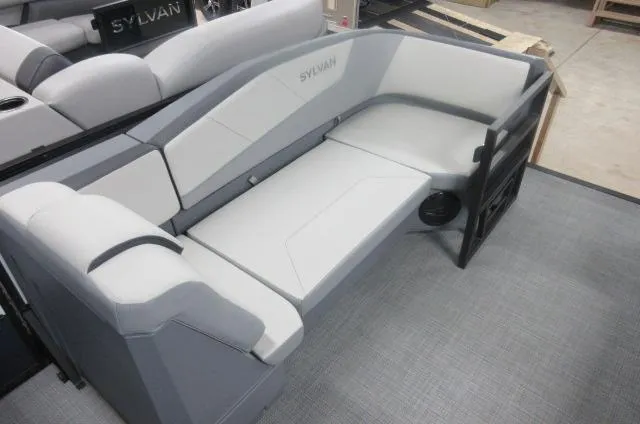 Slide: The Image of 2025 Sylvan A-20 LZ DH boat interior with gray seating and modern design. - 5