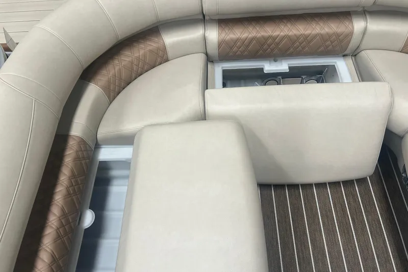 Slide: The Image of Luxurious seating on 2025 Premier 250 Intrigue RF boat with storage compartment. - 46