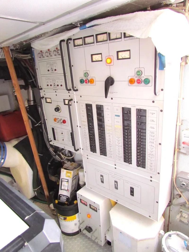 Slide: The Image of Electrical control panel in the engine room of a 1972 Hargrave 67 Motor Yacht. - 42