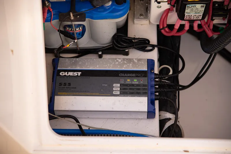 Slide: The Image of Battery charger setup in 2017 Everglades 253 Center Console boat. - 33