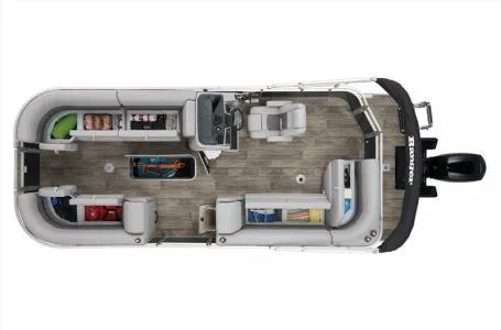 Slide: The Image of 2024 Ranger 223C boat interior layout, featuring seating and storage areas. - 20