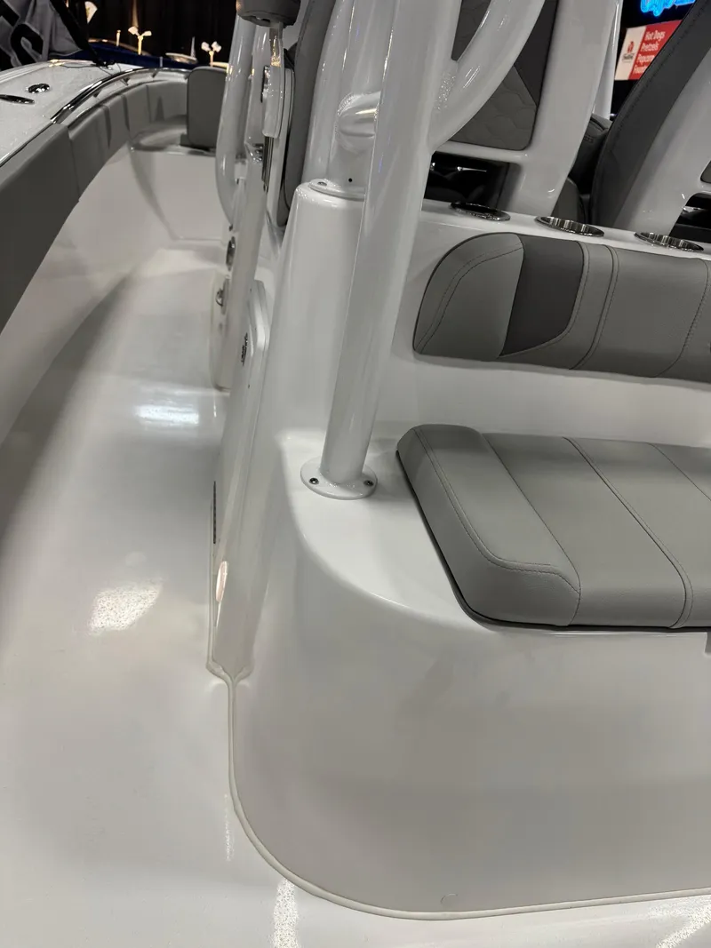 Slide: The Image of 2025 Cape Horn 28 XS boat interior with sleek seating and modern design. - 19