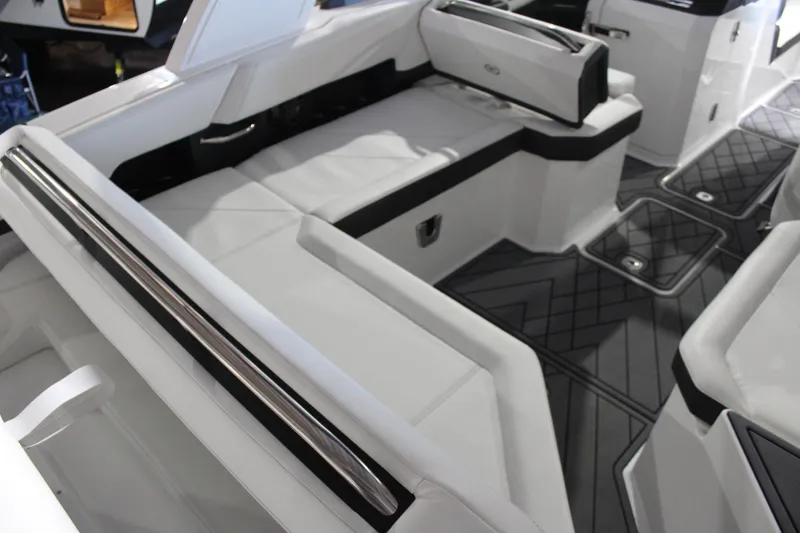 Slide: The Image of Luxurious interior of 2025 Cobalt R6 boat with sleek seating and modern design. - 18