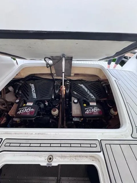 Slide: The Image of 2006 Formula 34 PC boat engine compartment with twin MerCruiser 496 engines. - 13