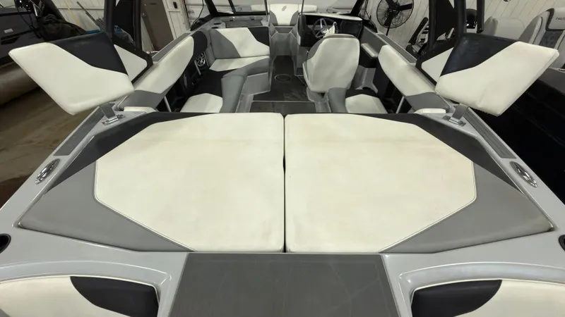 Slide: The Image of Interior of 2021 ATX Surf Boats 20 Type-S with gray and white seating. - 4