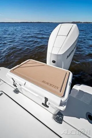 Slide: The Image of 2025 Blackfin 262 HB boat with Mercury outboard engine on water. - 12