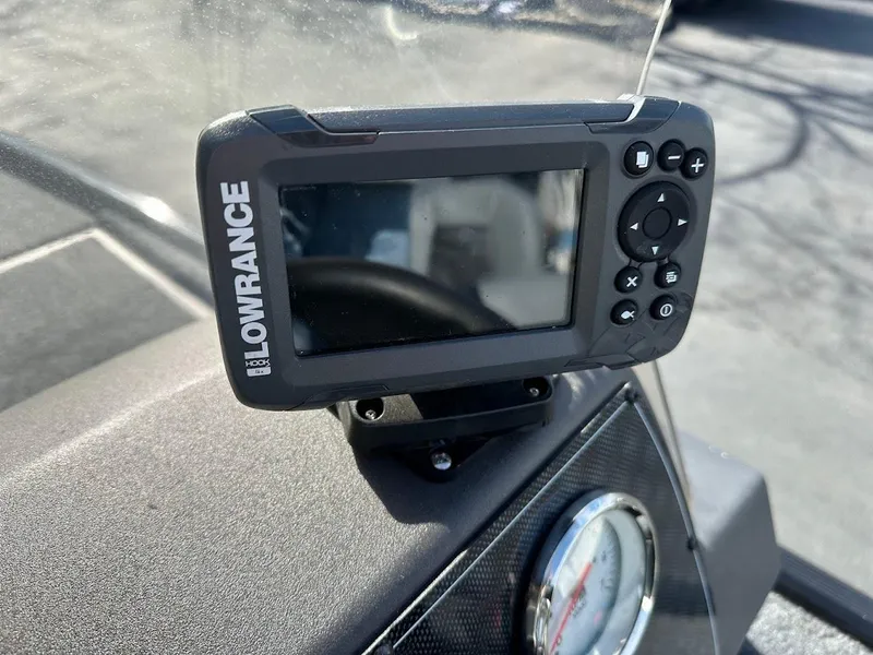 Slide: The Image of Lowrance fish finder on 2021 Tracker Bass Tracker Classic XL boat dashboard. - 15