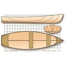 Slide: The Image of Custom Cedar Strip boat design plans, 2016, featuring top and side views on a grid background. - 13