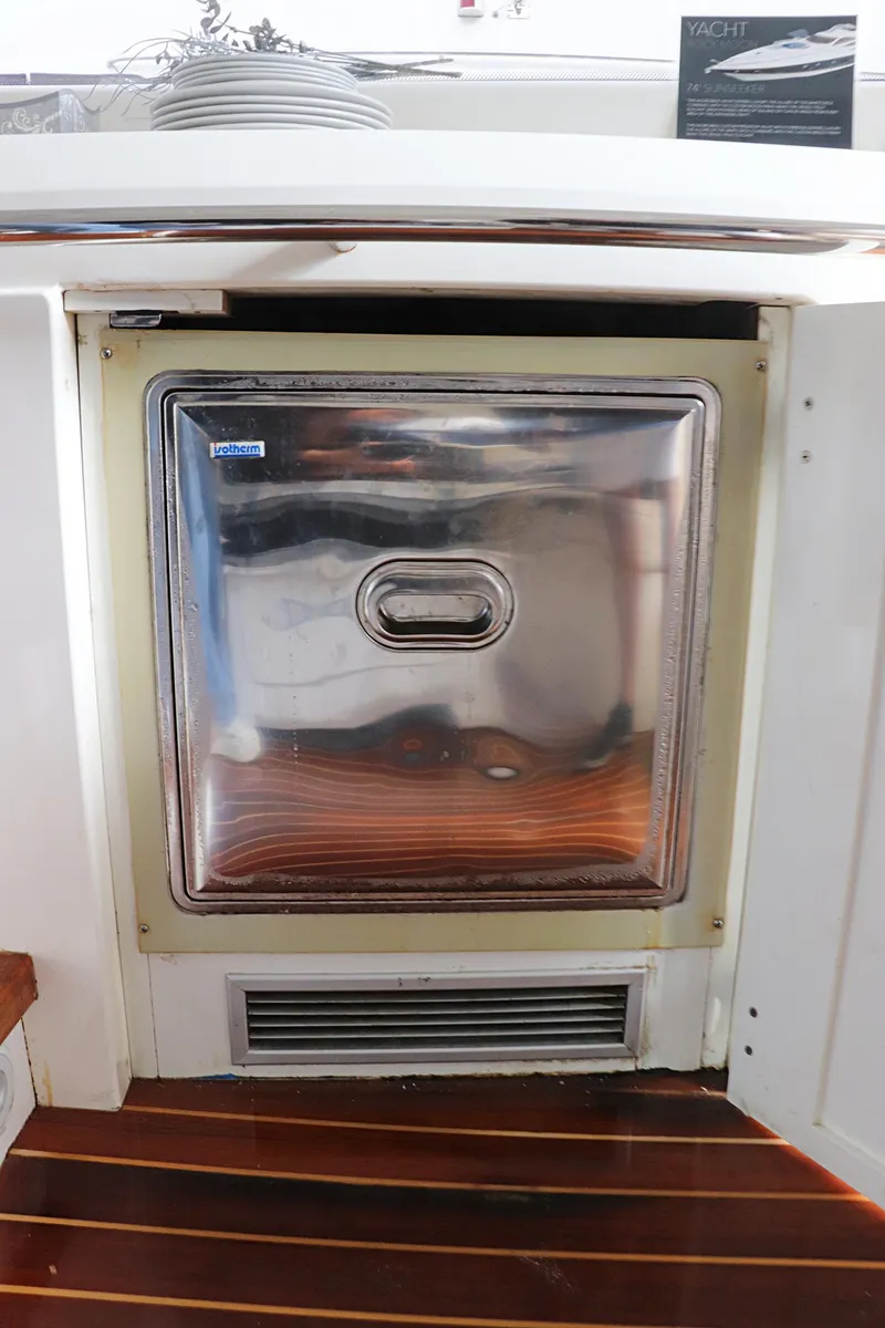 Slide: The Image of Sunseeker Predator 74 yacht helm with waterfront view, 2000 model. - 14