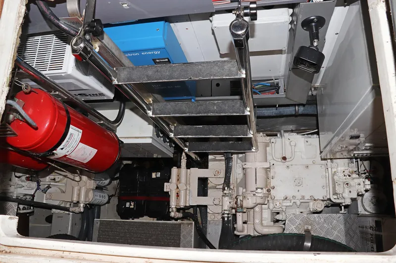 Slide: The Image of Security camera inside a 2000 Sunseeker Predator 74 yacht, mounted on a wooden surface. - 78