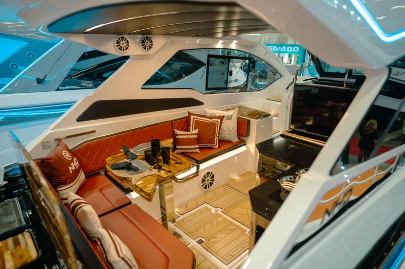 Slide: The Image of Luxurious interior of 2025 NHD 365 HT PLUS yacht with elegant seating and modern design. - 9