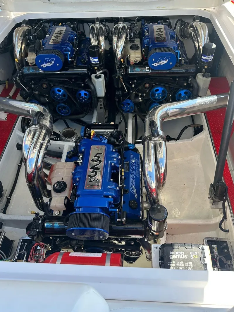 Slide: The Image of 2008 Donzi 43 ZR engine compartment with triple high-performance engines. - 11