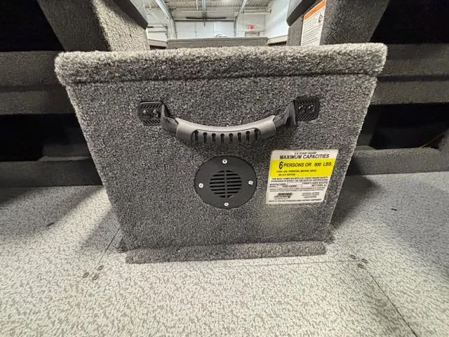 Slide: The Image of Crestliner 1650 Hawk 2025 boat interior with seating and capacity label. - 14