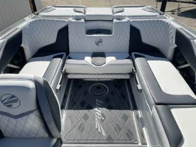 Slide: The Image of 2024 Tigé 22RZX boat interior with luxurious seating and stylish design. - 11