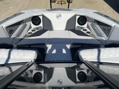 Slide: The Image of 2024 Tigé 22RZX boat interior with luxurious seating and modern design. - 9