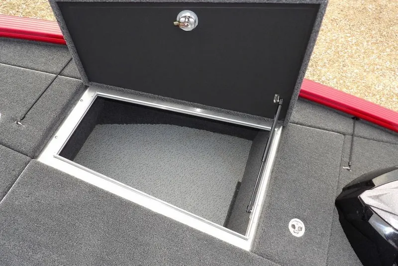 Slide: The Image of Open storage compartment on 2025 Lund 2075 Pro-V Bass XS boat deck. - 45