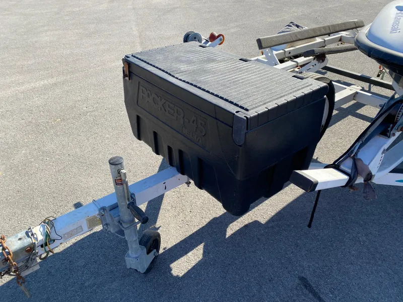 Slide: The Image of Trailer with storage box attached to a 2007 Kawasaki STX-12F jet ski. - 3