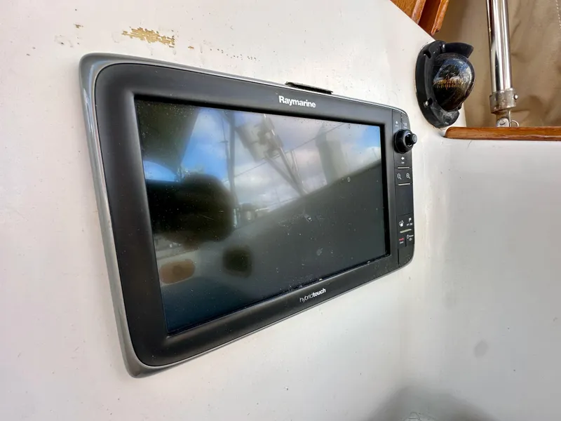 Slide: The Image of Raymarine navigation display on 1985 Shannon 43 Classic Cutter sailboat. - 49