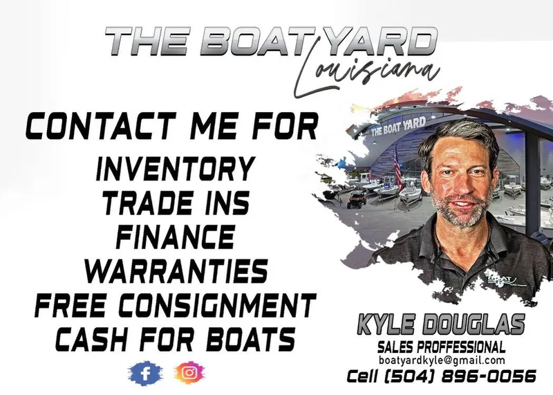 Slide: The Image of Boat sales and services ad for The Boat Yard Louisiana, featuring contact details and offerings. - 12