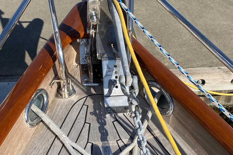 Slide: The Image of Bow of 1962 Cheoy Lee Custom yacht with ropes and anchor chain. - 37