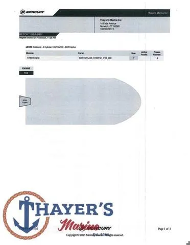Slide: The Image of Document from Thayer's Marine Inc, featuring Mercury branding and ProCraft 180, 1997 model details. - 34