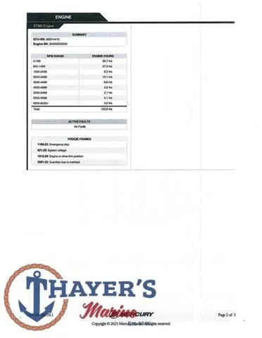 Slide: The Image of Engine report for ProCraft 180, 1997 model, featuring Thayer's Marine logo. - 36