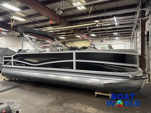 Slide: The Image of 2019 Premier Alante 240 DL pontoon boat in indoor storage at Boat World. - 13