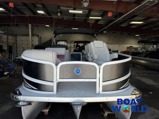 Slide: The Image of 2019 Premier Alante 240 DL pontoon boat in a warehouse at Boat World. - 17