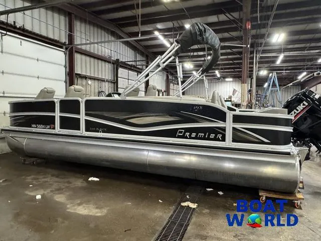 Slide: The Image of 2019 Premier Alante 240 DL pontoon boat in indoor storage at Boat World. - 3