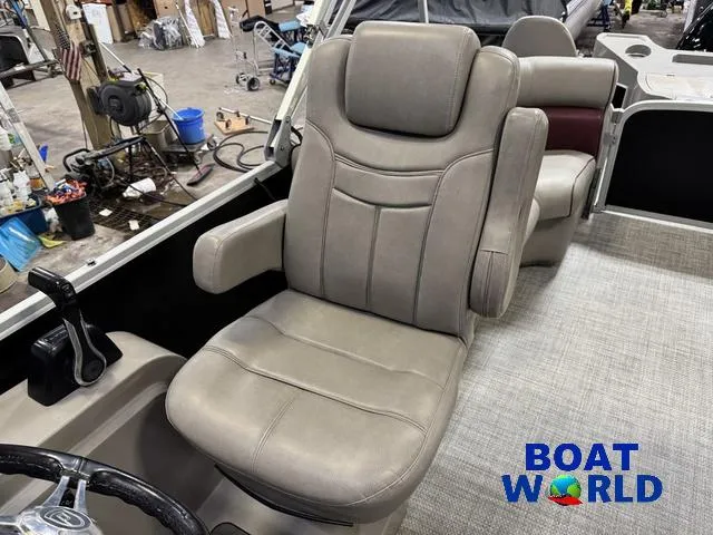 Slide: The Image of Captain's chair in 2019 Premier Alante 240 DL boat, featuring comfortable design and armrests. - 45