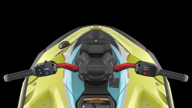 Slide: The Image of 2025 Yamaha Waverunner Jetblaster dashboard with vibrant yellow and blue design. - 22