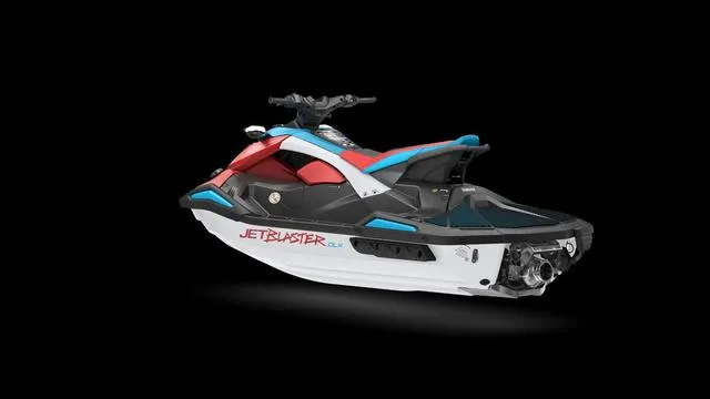 Slide: The Image of 2025 Yamaha Waverunner Jetblaster in vibrant colors on a black background. - 8