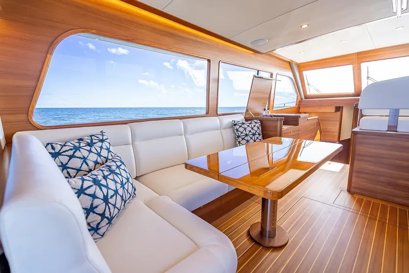 Slide: The Image of Luxurious interior of 2026 Grand Banks GB 54 yacht with ocean view. - 6