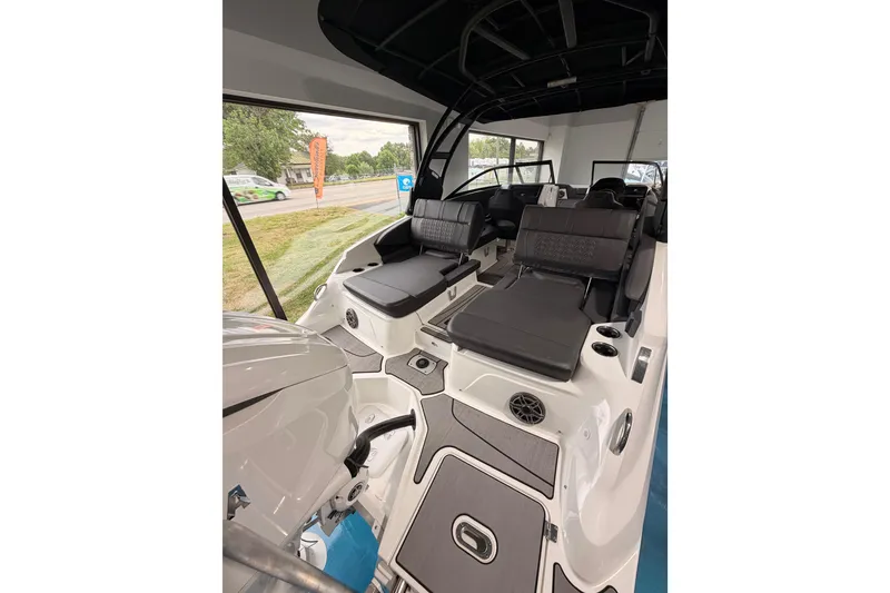 Slide: The Image of 2025 Hurricane Sundeck SD 2600 OB interior with sleek seating and modern design. - 27