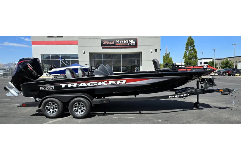 The Image of 2025 Tracker Savage 215 boat on trailer at Utah Marine Store parking lot. - 85