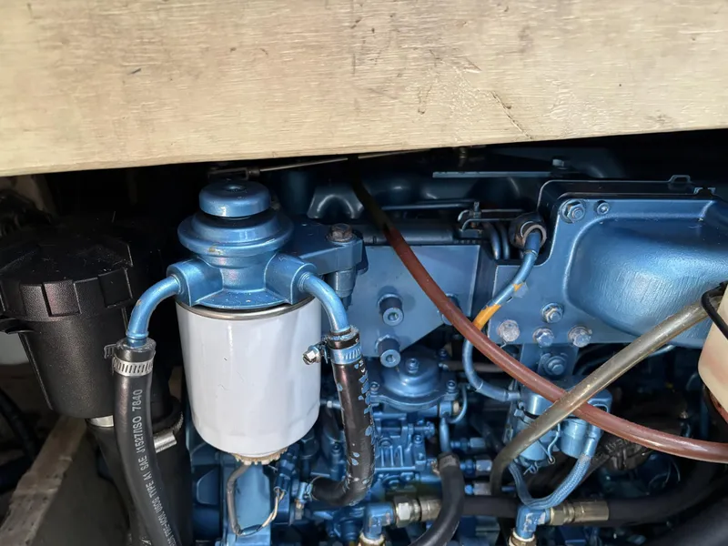 Slide: The Image of Viking 40 diesel engine, 1973 model, detailed view with hoses and components. - 15