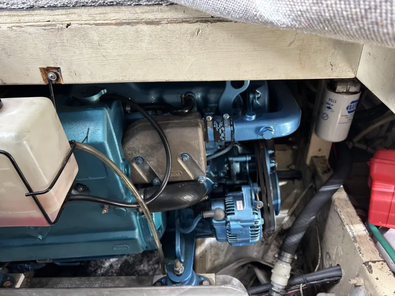 Slide: The Image of Engine compartment of a 1973 Viking boat with diesel engine, model 40, 950 hours. - 16