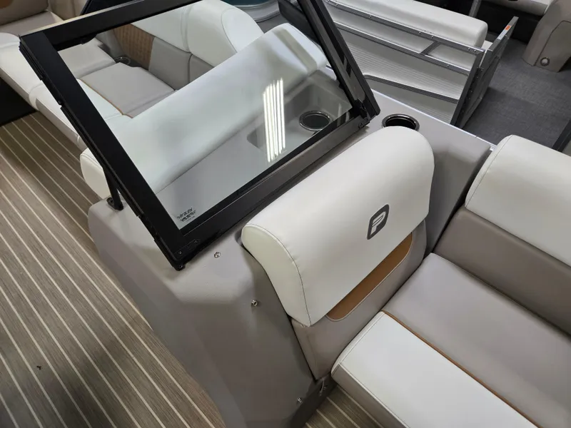 Slide: The Image of 2025 Princecraft Vectra 23 WRL boat interior with sleek seating and modern design. - 15