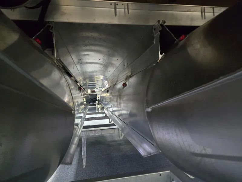 Slide: The Image of Underneath view of 2025 Princecraft Vectra 23 WRL pontoon boat structure. - 20