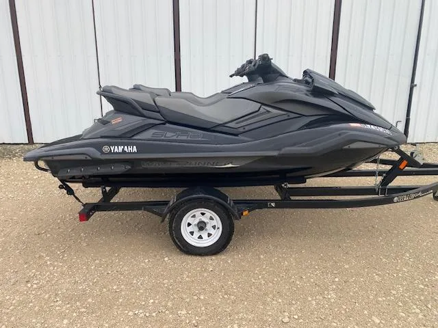 Slide: The Image of 2020 Yamaha WaveRunner FX Cruiser SVHO on trailer, parked outdoors. - 0