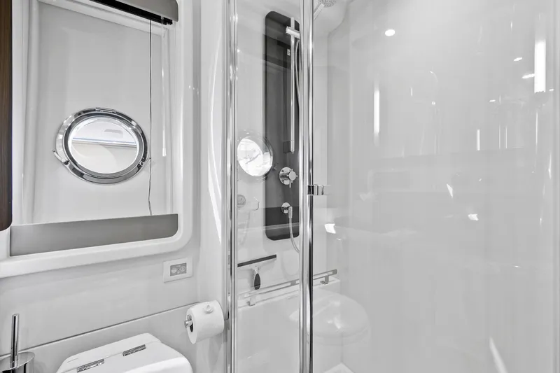 Slide: The Image of Luxurious bathroom interior of 2019 Azimut 50 Flybridge yacht with modern fixtures. - 19