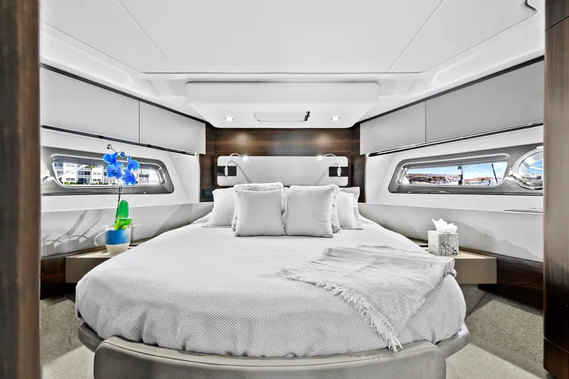 Slide: The Image of Luxurious bedroom interior of 2019 Azimut 50 Flybridge yacht with modern design. - 26