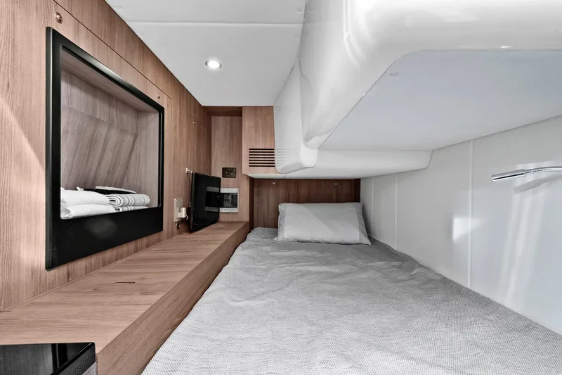 Slide: The Image of Luxurious cabin interior of 2019 Azimut 50 Flybridge yacht with modern amenities. - 27