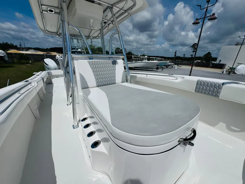 Slide: The Image of 2022 Twin Vee 310 CC GF Classic boat with sleek seating and modern design. - 16
