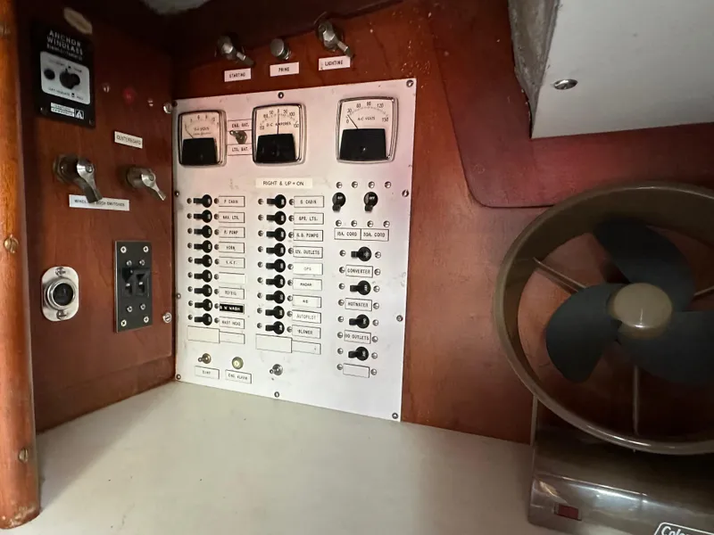 Slide: The Image of Electrical panel of a 1978 Hinckley Bermuda 40 MK III sailboat with switches and gauges. - 16