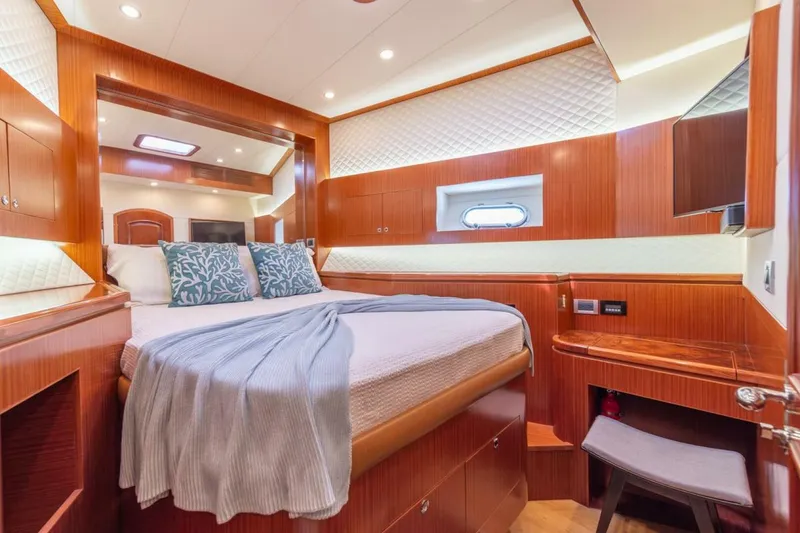 Slide: The Image of Luxurious cabin interior of 2021 Apollonian Yachts 54 with elegant wood finish. - 21