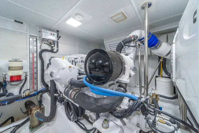Slide: The Image of Engine room of 2021 Apollonian Yachts 54, showcasing advanced mechanical systems and components. - 44