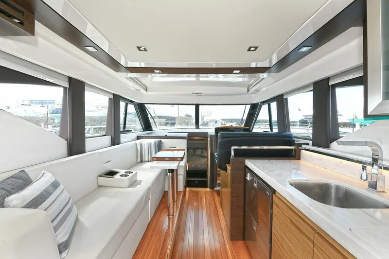 Slide: The Image of Interior of 2018 Tiara Yachts 39 Coupe, featuring modern design and luxurious amenities. - 13